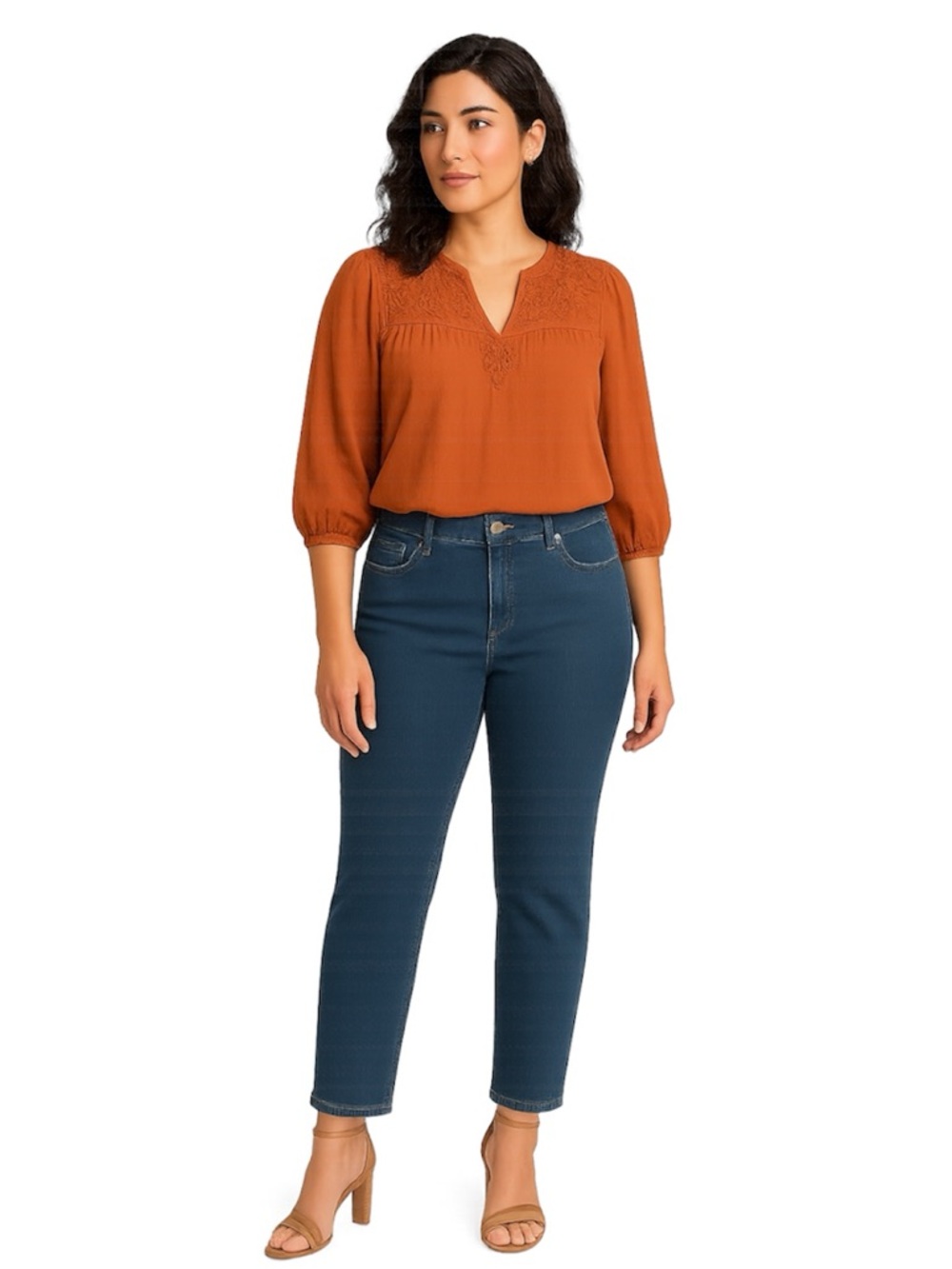 Coldwater Creek Women Straight Leg Jeans Classic Blue Denim Natural Fit Size 14P